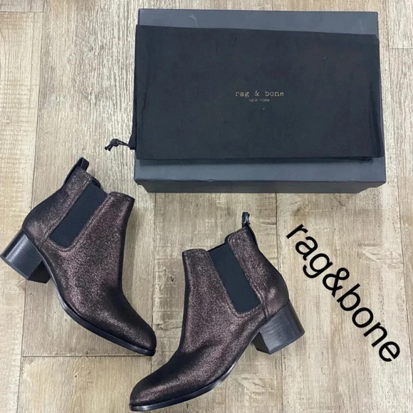rag & bone Walker Metallic leather ankle booties 6 - Picture 1 of 6